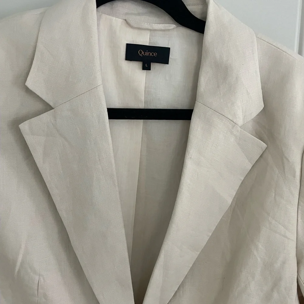 Quince Cream Single-Button Linen Blazer - Picture 4 of 9